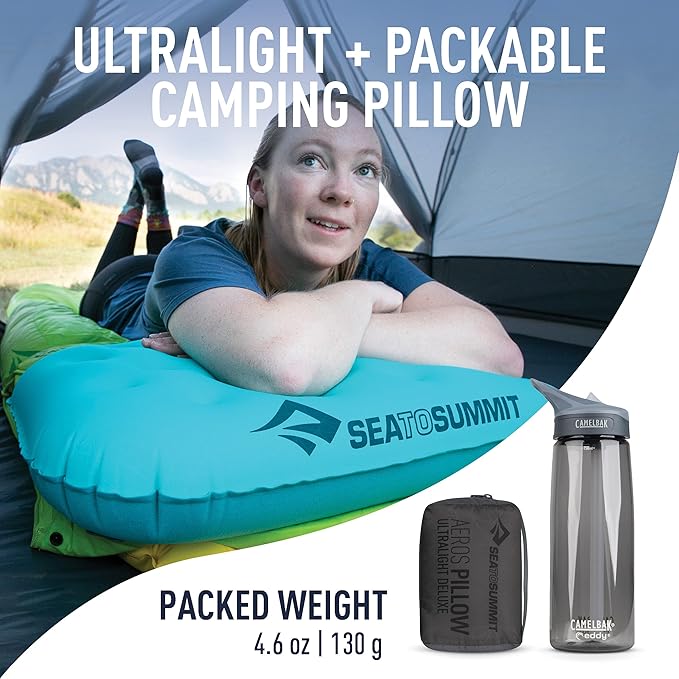 Sea to Summit Aeros Ultralight Inflatable Camping and Travel Pillow, Deluxe (22 x 14), Grey