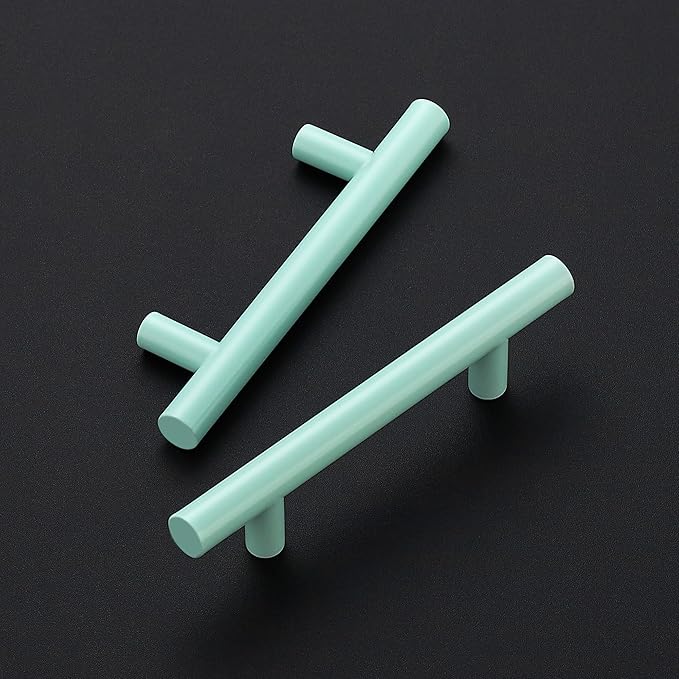 Ravinte 50 Pack | 5 Inch Cabinet Pulls Green Stainless Steel Kitchen Drawer Pulls Cabinet Handles 5 InchLength, 3 Inch Hole Center