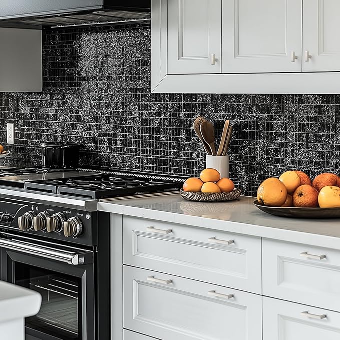 JOY DECOR 4 Pack Cabinet Handles, Brushed Nickel Cabinet Pulls, 3-3/4 Inch Kitchen Closet Handles Square Drawer Pulls Stainless Steel Drawer Hardware, 96mm Hole Centers
