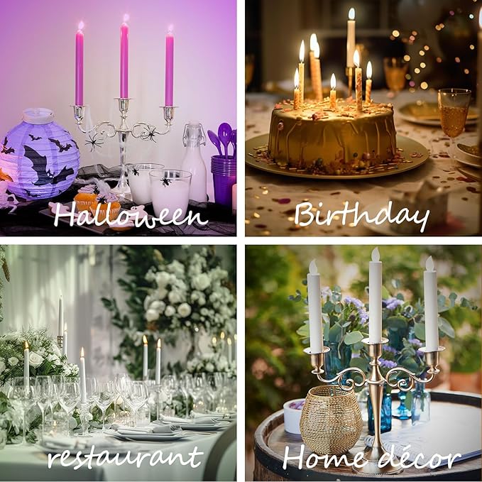 Pewter Candle Holder，5 Arms Metal Candle Holders for Pillar Candles（10.6 inch Tall Candlestick Holders, for 1/2-1 inch Taper Candles,Centerpiece Elegant Decoration Piece for Table