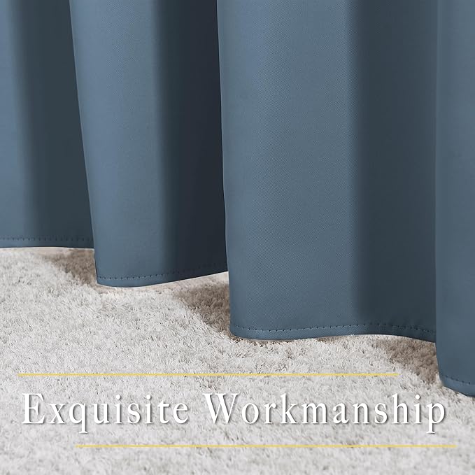 NICETOWN Blackout Window Curtains & Drapes 72" Long - Grommet Top Room Darkening Thermal Insulated Room Darkening for Bedroom/Living Room (2 Panels, 46 x 72 Inch, Smoky Blue)