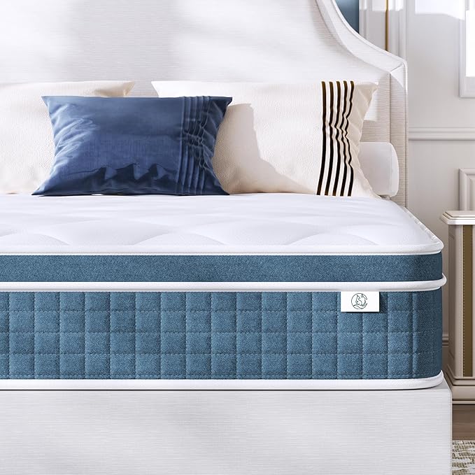 koorlian Queen Mattress 12 Inch, Hybrid Queen Bed Mattress with Individual Pocket Springs and Pressure-Relieving Memory Foam, Breathable, Medium Firm Mattress in a Box Queen Size 80"x60"x12"