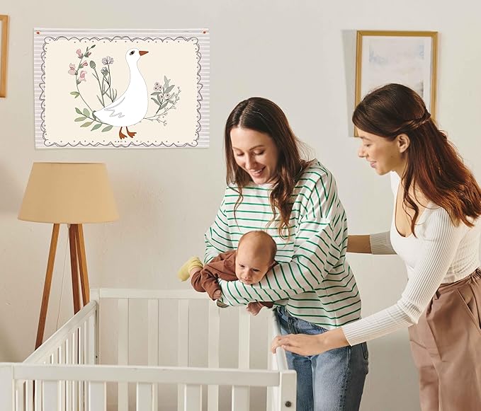 Silly Goose Nursery Rectangular Canvas Banner-Boho Flag Wall Sign Decor for Girls Toddler Kids, Baby Room Above Crib Bedroom Playroom Reading Room Decor-Baby Shower Birthday Christmas Gift