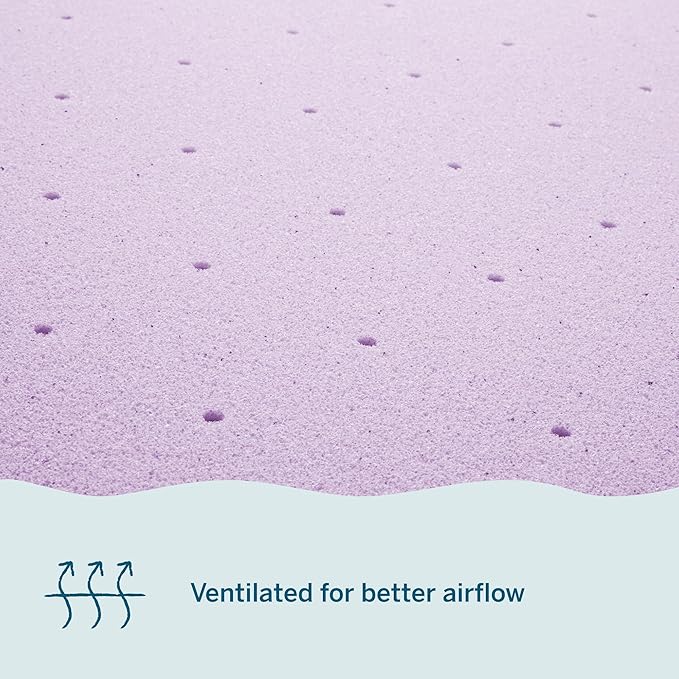 LUCID 3 Inch Lavender Infused Memory Foam Mattress Topper, Full Size – Ventilated Design – Pressure Relieving Bed Topper - Mattress Pad – CertiPur Certified