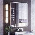 ISKM Silver Framed Mirror for Wall 24"x 32", Bathroom Vanity Mirror Anti-Rust, Tempered Glass, Rounded Rectangle Mirror(Horizontal/Vertical)