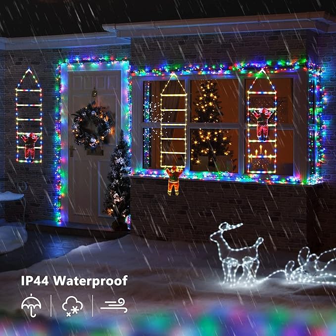 Toodour LED Christmas Light - 2.5FT Christmas Decorative Ladder Lights with Santa Claus, Xmas Decorations Light for Indoor Outdoor, Window, Garden, Home, Wall, Xmas Tree Decor - Multicolor