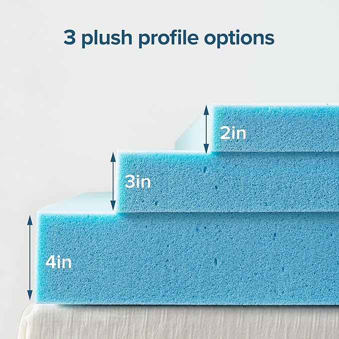 ZINUS 2 Inch Green Tea Cooling Gel Memory Foam Mattress Topper, Smaller, More Convenient WonderBox Packaging, Cooling Gel Foam, CertiPUR-US Certified. Twin