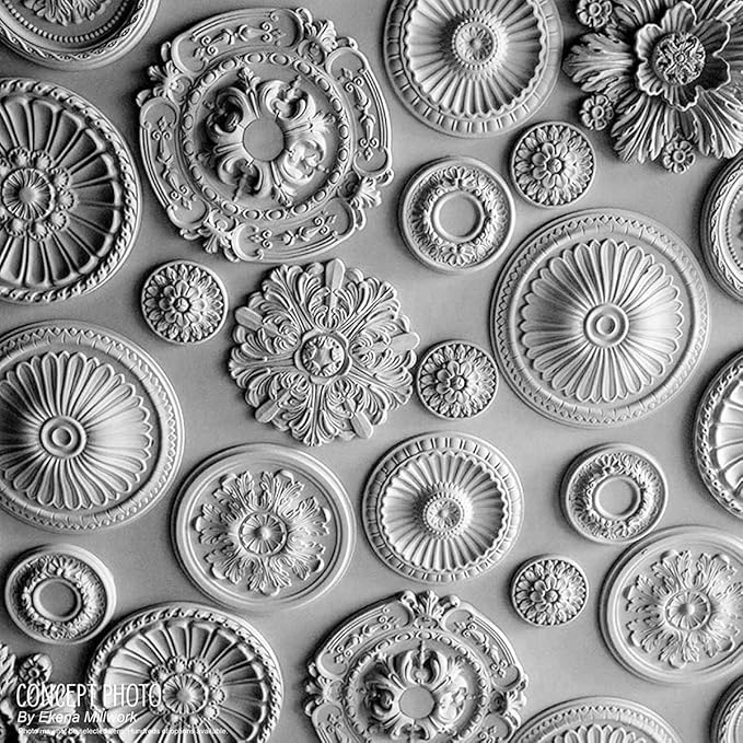 Ekena Millwork CM12BRFBS 12 1/2"OD X 3 7/8"ID X 3/4"P Bradford Ceiling Medallion Fits Canopies Up to 6 5/8", Flash Blue