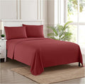 Twin XL Sheets - Breathable Luxury Sheets with Full Elastic & Secure Corner Straps Built In - 1800 Supreme Collection Extra Soft Deep Pocket Bedding Set, Sheet Set, Twin XL, Burgundy