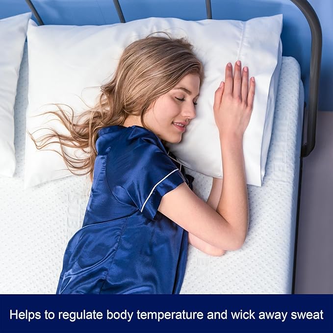 Subrtex 3 Inch Mattress Topper Cover (Only Cover) Mattress Topper Protector Bedding Rayon Made from Bamboo Removable Mattress Encasement with Zippers, CK