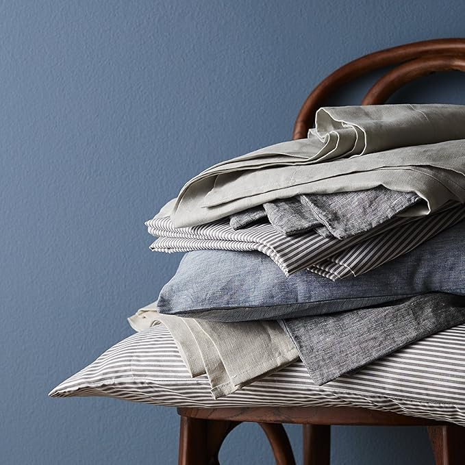 Full Size Bed Sheets - 6 Piece 1500 Supreme Collection Fine Brushed Microfiber Deep Pocket Full Sheet Set Bedding - 2 Extra Pillow Cases, Great Value, Full, Pinstripe Gray
