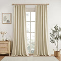 KangBang Pinch Pleated Blackout Curtains 95 Inches Long for Sliding Glass Door, 60” Wide Pinch Pleat Curtains for Living Room 2 PCs, Room Divider Elegant Modern Home Decor(60Wx95L, Natural Beige)