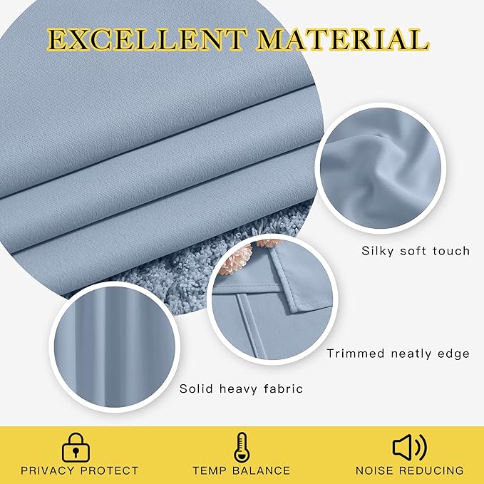 NICETOWN Blackout Curtains Drapery Panels - Window Treatment Blackout Curtains/Panels for Bedroom/Living Room Window, 72 inches Long, 2 Panel Set, Vintage Blue