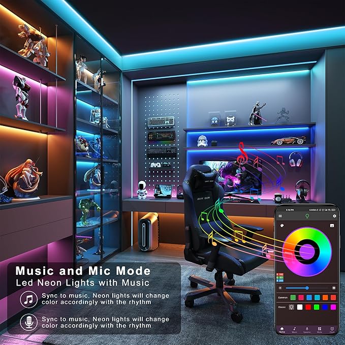 Led Lights for Bedroom 130ft (2 Rolls * 65ft) Music Sync Color Changing Led Strip Lights with 60 Key Remote and App Control RGB Led Light Strip for Home Party Room Decoration