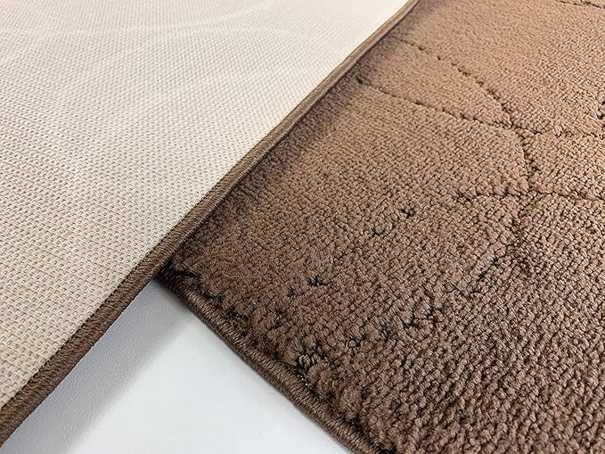 Custom Size Modern Geometric Pattern Carpet Runner Rug for Hallways, Slip Resistant Latex Rubber Backed, 31 inch Wide X Customized Length, Circles Brown, 31 inch X 14 feet