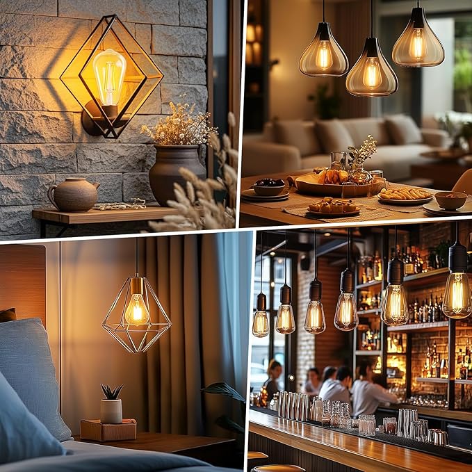 Brightown 12 Pack LED Edison Bulbs, 6W, Equivalent 60W, High Bright 2700K Warm White,750 Lumens, Non-Dimmable, E26 Medium Base ST58 Antique Filament Bulbs with 83+ CRI for Ceiling Fan Bathroom Porch