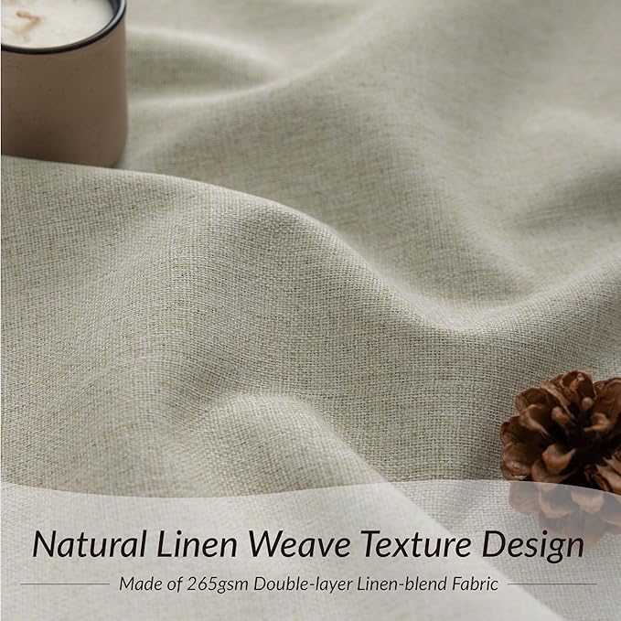 KangBang 100% Blackout Pinch Pleated Curtains 108 Inches Long, Linen Blend Pinch Pleated Window Drapes with Hooks, Track System Curtain Panels for Sliding Door Modern Farmhouse,60x108, Linen,2 PCs
