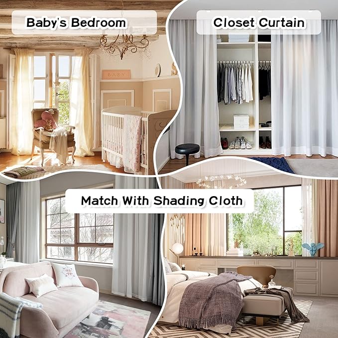 MYSKY HOME Large Pom Pom Curtains - 108 Inch Length, 2 Sets Semi Sheer Boho Curtains for Living Room, Dining Room, Baby Pink, Rod Pocket Backdrop Window Drapes, 37 x 108 inch