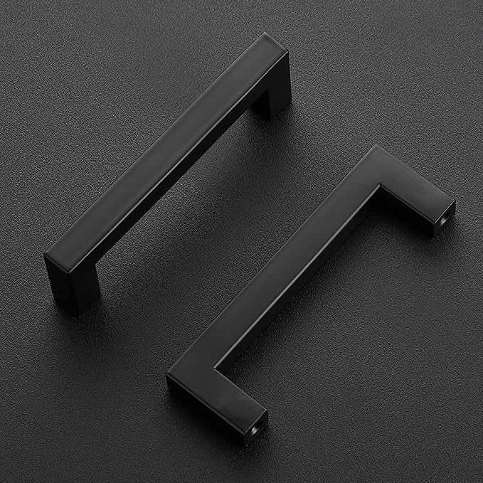 Ravinte 20 Pack 4 Inch Black Cabinet Pulls Square Cabinet Handles Matte Black Kitchen Hardware for Cabinet with Screwdriver