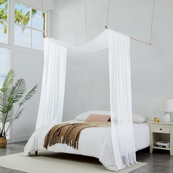 Warm Home Designs 45 Feet Long White Sheer Window Scarf. These XXL Length Valance Scarves 54 X 540 Inches in Size. Great as Bed Canopy or Wedding Arch Draping Fabric. AM White 540"
