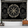OSUNBD Nordic Vikings Tapestry Large 108x90inches Soft Flannel Vegvsir Symbol Amulet Celtic Rune Scandinavian Aesthetic Mythology Tapestry Wall Hanging for Bedroom Living Room Decor