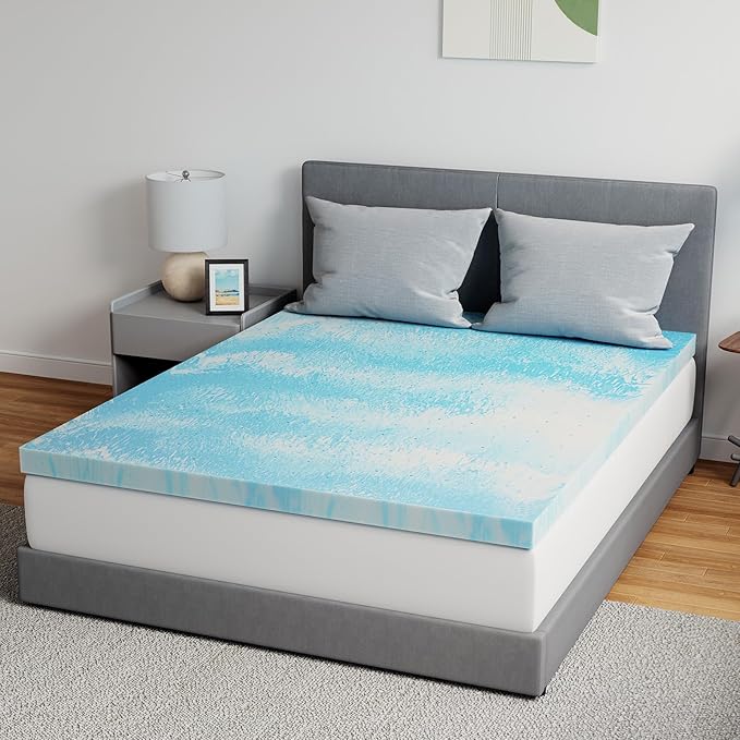 Novilla Memory Foam Mattress Topper Queen - 3 Inch Cooling Gel Infused Memory Foam | Slow-Rebound Pressure Relief | CertiPUR Certified | Comfort for Sleeper Sofa, RV, Camper, Dorm Room