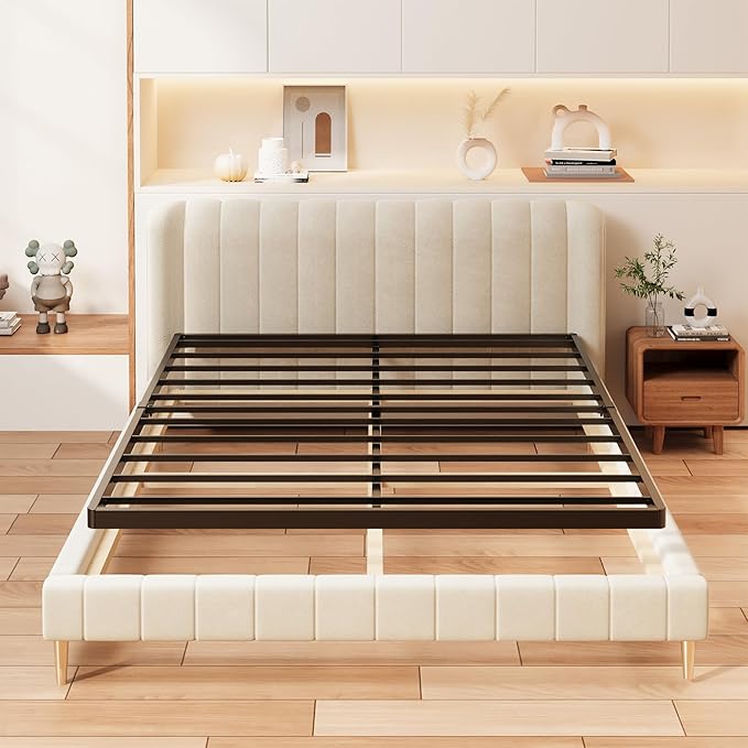 1.6 Inch Bunkie Board Queen Heavy Duty Low Profile Metal Queen Box Spring Bed Base Sturdy Mattress Foundation, Easy Assembly, Noise Free, Black