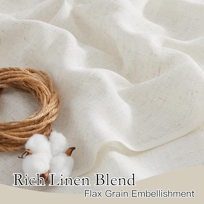RYB HOME Curtains for Large Window Decor, Linen Textured Semi Sheer Privacy Drapes for Bedroom Living Room, Sheer Backdrop Canopy Bed Curtains, W 100 x L 84 inch, 1 Panel, Linen