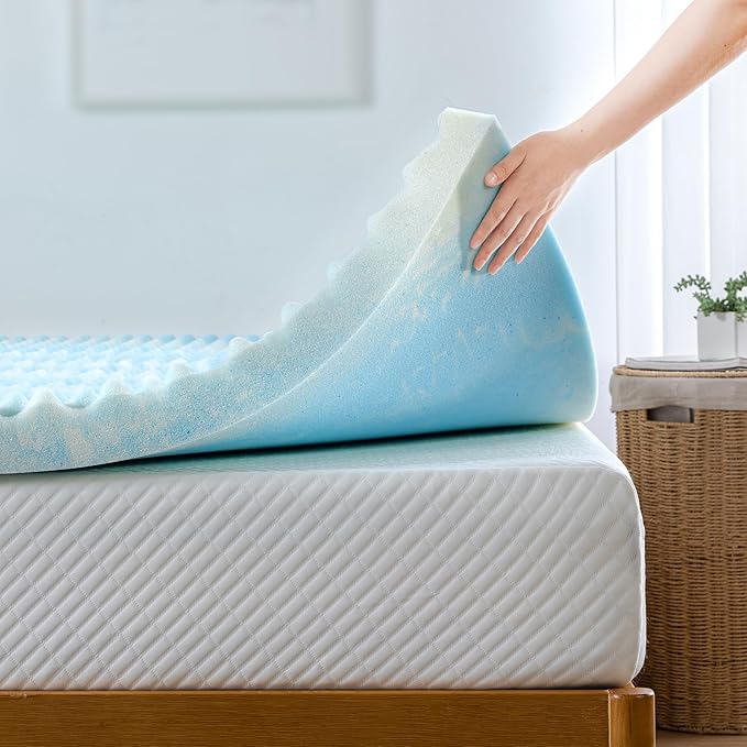 ZINUS 3 Inch Swirl Gel Cooling Memory Foam Mattress Topper, Smaller, More Convenient WonderBox Packaging, Cooling, Airflow Design, CertiPUR-US Certified, Full