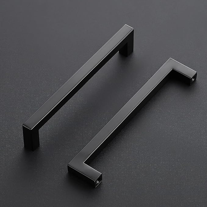 Ravinte 20 Pack Square Cabinet Pulls 6-1/4 Inch Black Kitchen Cabinet Handles Matte Black Kitchen Hardware for Drawer Pulls Drawer Handles Come with Screwdriver