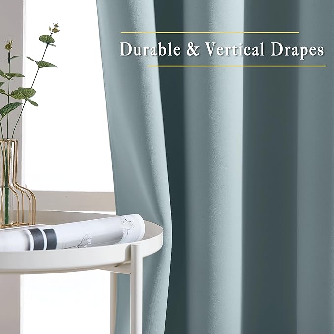 NICETOWN Living Room Curtains for Windows 84 inch Long - Stormy Sea Decorative Grommet Room Darkening Window Treatments for Bedroom/Porch, 2 Panels = 104" Wide