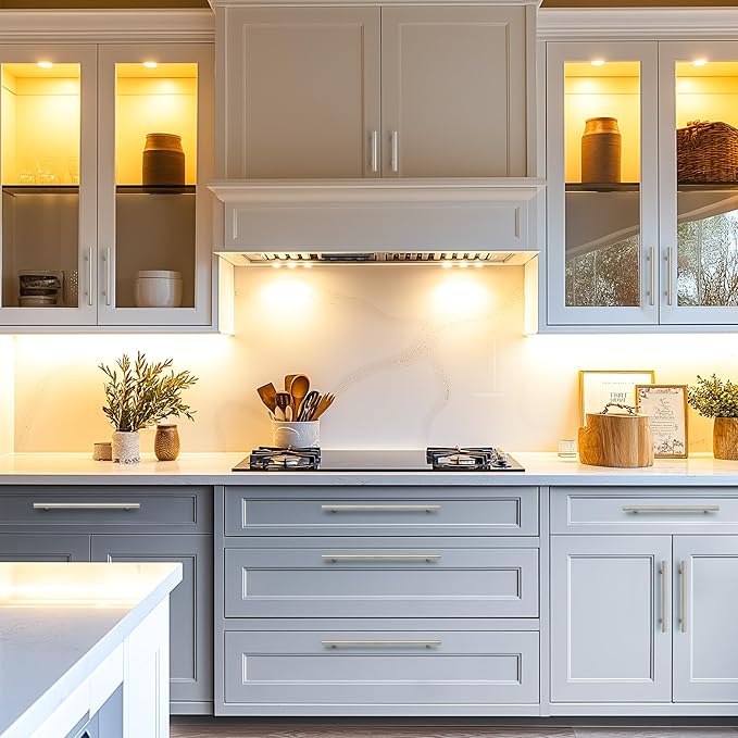 JOY DECOR 45 Pack Cabinet Handles, Brushed Nickel Cabinet Pulls, 4 in Hole Center Kitchen Cabinet Handles, Stainless Steel T Bar Handles for Dresser Drawers