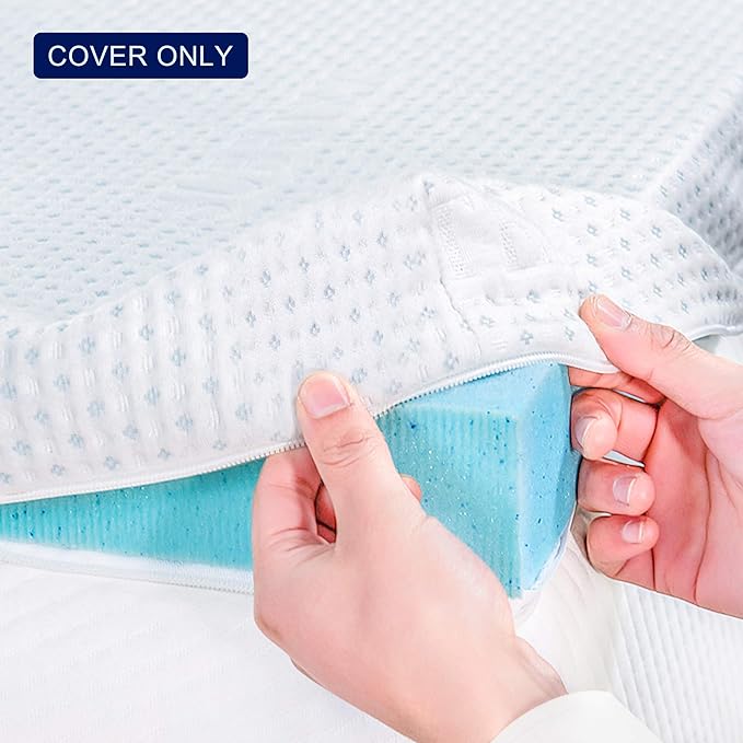 Subrtex 3 Inch Mattress Topper Cover (Only Cover) Mattress Topper Protector Bedding Rayon Made from Bamboo Removable Mattress Encasement with Zippers, Twin