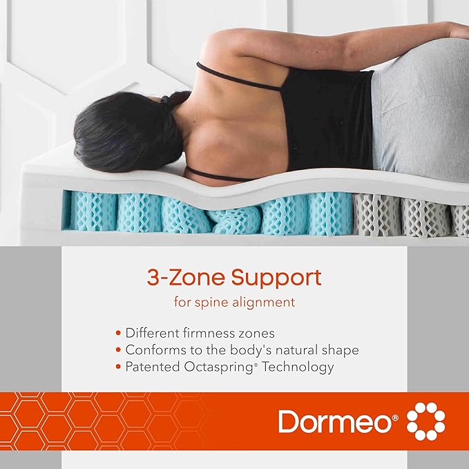 Dormeo RV King Cooling Mattress Topper, 3-Inch with Octaspring® Technology for Optimal Back Support, Medium Firmness