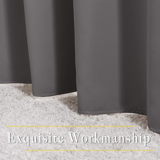 NICETOWN Gray Blackout Curtains for Bedroom 84 inches Long - Thermal Drapes Grommet Room Darkening Light Blocking Curtains Window Treatments for Living Room (2 Panels, W52 x L84, Grey)