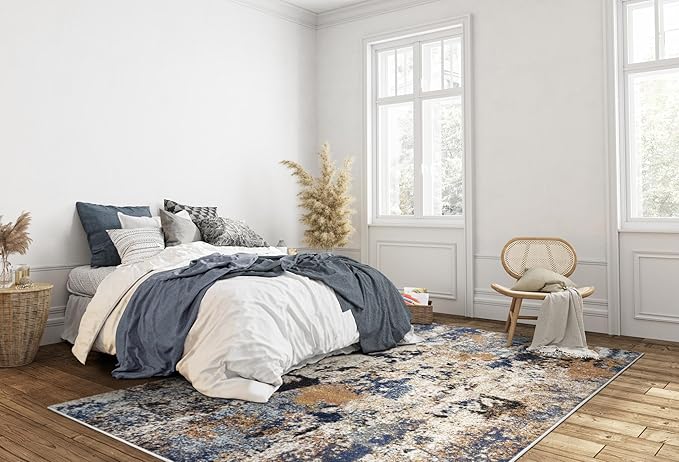 Keen Home Design Area Rugs - 4x6 Non-Shedding, Abstract Rugs for Kitchen, Living Room, Bedroom, Dining Room, Entryway - Size: 4' x 6', Multi
