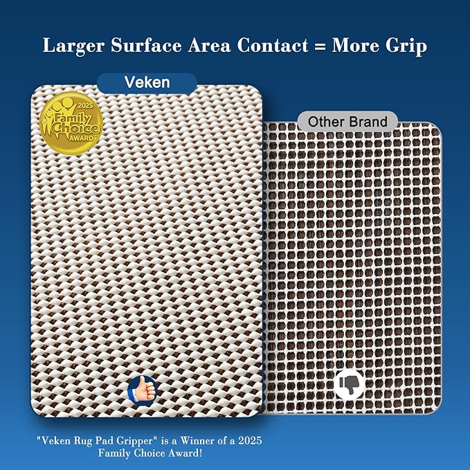 Veken 5x5 Ft Round Rug Pad Gripper for Hardwood Floors, Circle Non Slip Rug Pads for Area Rugs, Thick Rug Grippers for Tile Floors, Under Carpet Anti Skid Mat, Keep Your Rugs Safe and in Place