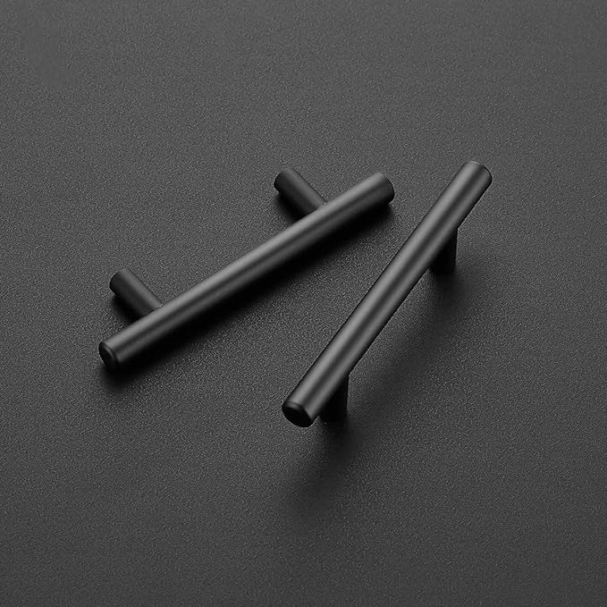Ravinte 3 Pack 5'' Cabinet Pulls Matte Black Stainless Steel Kitchen Drawer Pulls Cabinet Handles 5”Length, 3” Hole Center