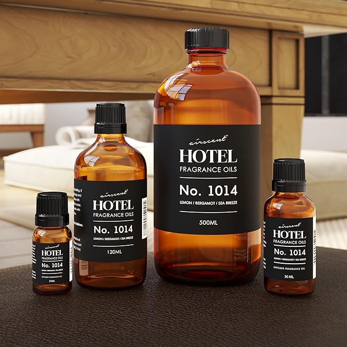 AirScent Hotel Diffuser Oil No. 1014 Inspired by The Iconic 5-Star Hotel Coastal Blend - Lemon Bergamot Sea Breeze - 30 mL, 1 fl oz - Fragrance Oil for Ultrasonic and Waterless Diffusers and Crafting