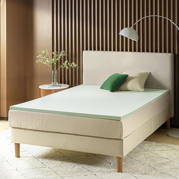 ZINUS 2 Inch Green Tea Memory Foam Mattress Topper, Smaller, More Convenient WonderBox Packaging, Pressure-Relieving Layers, CertiPUR-US Certified, Full