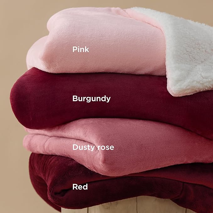 Bedsure GentleSoft Sherpa Fleece Throw Blanket Twin Size for Couch - Thick and Warm Throw for Girls and Women, Soft Fuzzy Plush Twin Blanket for Winter, Dusty Rose, 60x80 Inches