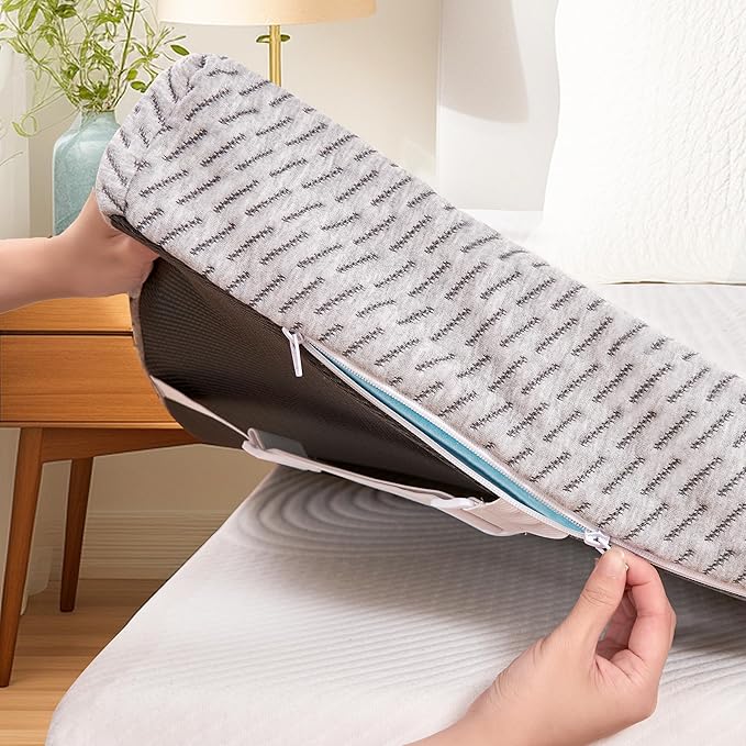Subrtex Cover for Mattress Topper Full Size 3 Inch (Only Cover) Mattress Topper Protector Bedding Removable Encasement with Zipper Closure