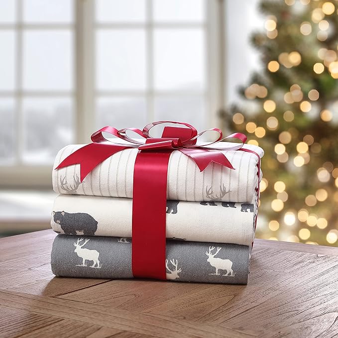 Eddie Bauer - Full Sheets, Cotton Flannel Bedding Set, Brushed For Extra Softness, Cozy Home Decor (Deer Lodge, Full)
