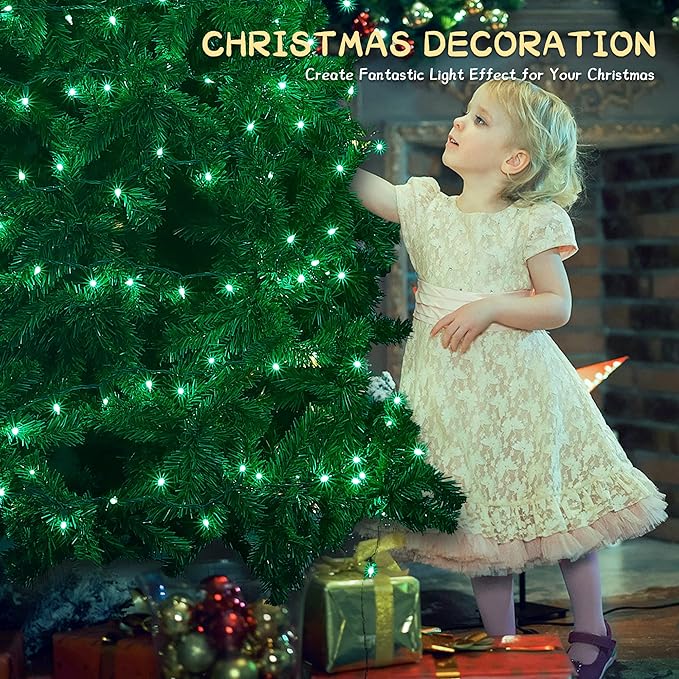 woohaha Christmas String Lights, 120V UL Certified 2PACK 50 Count Incandescent Clear Mini Green Wire Fairy Light, Xmas Tree Lights for St. Patrick's Day Patio Garden Outdoor Indoor, Green