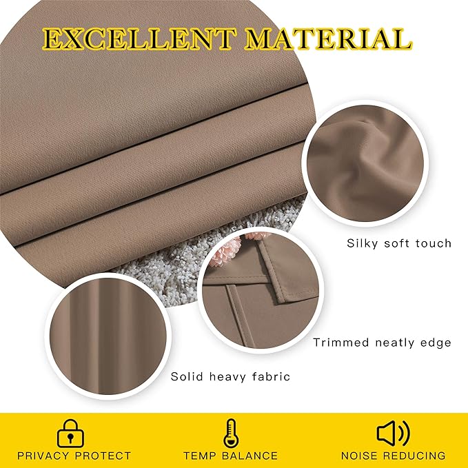 NICETOWN Blackout Draperies Curtains Panels - Window Treatment Thermal Insulated Solid Grommet Blackout Curtains/Panels/Drapes for Bedroom (Set of 2 Panels, 52 by 84 Inch, Cappuccino)