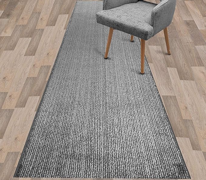 Custom Length Cut to Size Wide Width Carpet Runner Rug for Hallways, Skid Resistant Latex Rubber Backed, 31 inch Wide X Customized Length, Stripe Grey, 31 inch X 9 feet