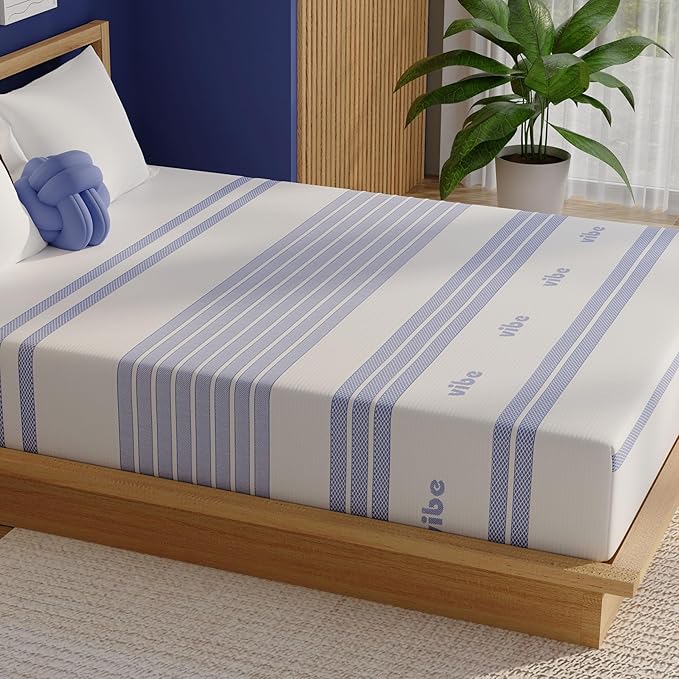 Vibe Gel Memory Foam Mattress, Fiberglass Free 8-Inch CertiPUR-US Certified Bed-in-a-Box, King, White