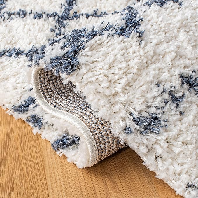 SAFAVIEH Arizona Shag Collection Area Rug - 6' x 8', Ivory & Slate, Non-Shedding & Easy Cleaning, Plush Thick Pile, Ideal for Living Room, Bedroom, Dining Space (ASG741M)