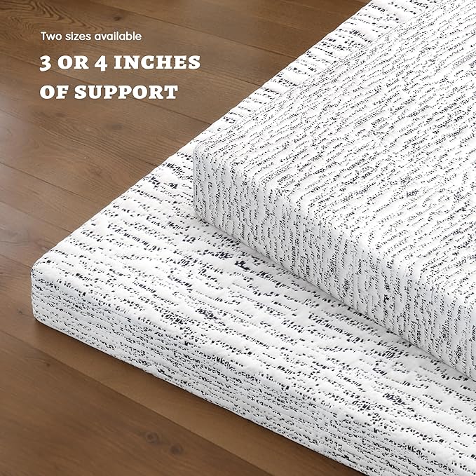 Subrtex Memory Foam Mattress Topper King, 3 Inch Mattress Topper for Pressure Relieving, Breathable Bed Toppers Mattress Pads with Removable Washable Cover