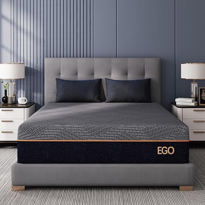 EGOHOME 12 Inch Twin XL Memory Foam Mattress for Back Pain, Cooling Copper Gel Bed in a Box, Foam Made in USA, CertiPUR-US Certified, Therapeutic Medium Firm, Daybed 38x80x12 Black